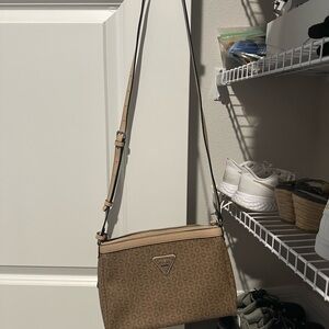 Guess Beige Monogram Crossbody Bag